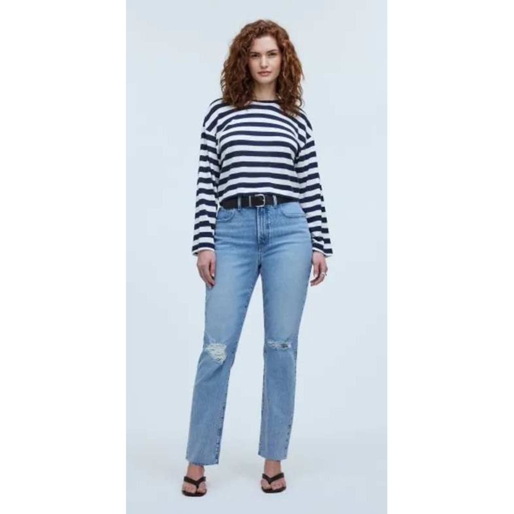 Madewell Curvy Perfect Vintage Jean Women 28 Light Wash Distressed Raw Hem